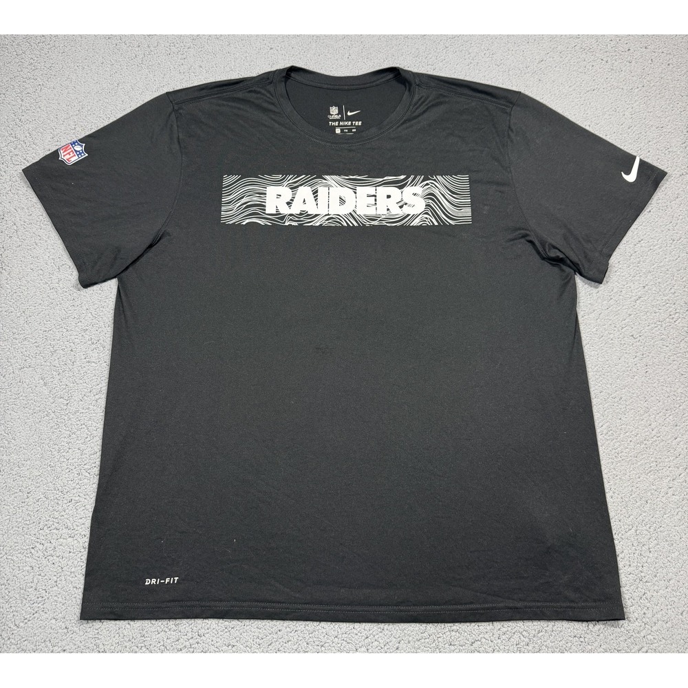 Nike Raiders‎ Shirt Mens 2XL Black NFL Football Dri Fit On Field Short Sleeve